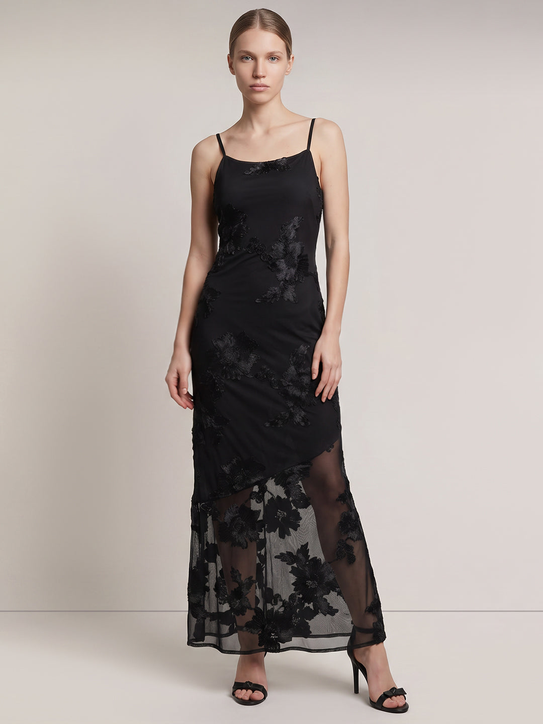 Floral Mesh Maxi Dress