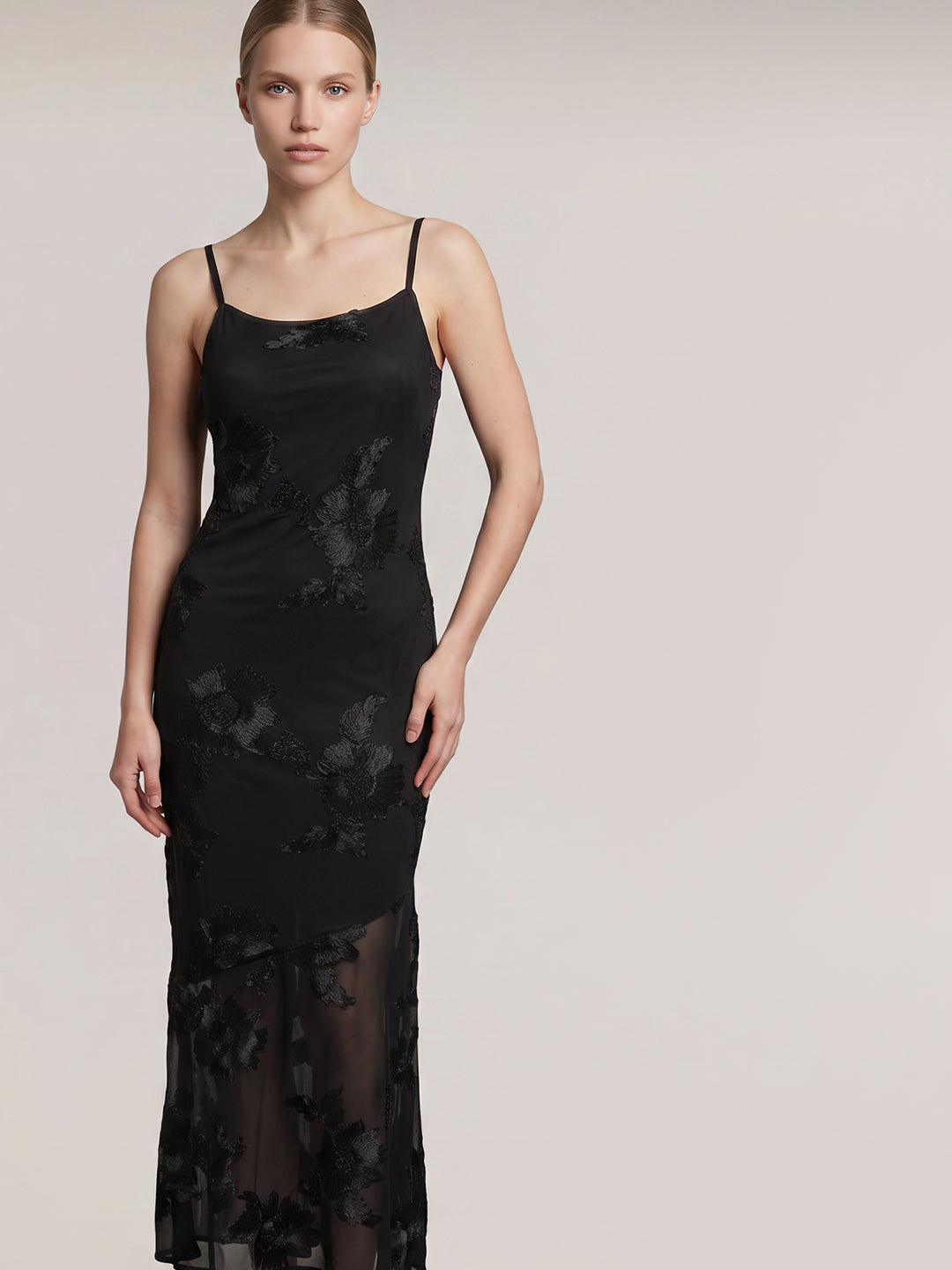 Floral Mesh Maxi Dress