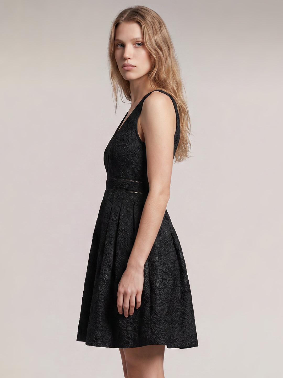 Black Deep V-Neck Mini Dress