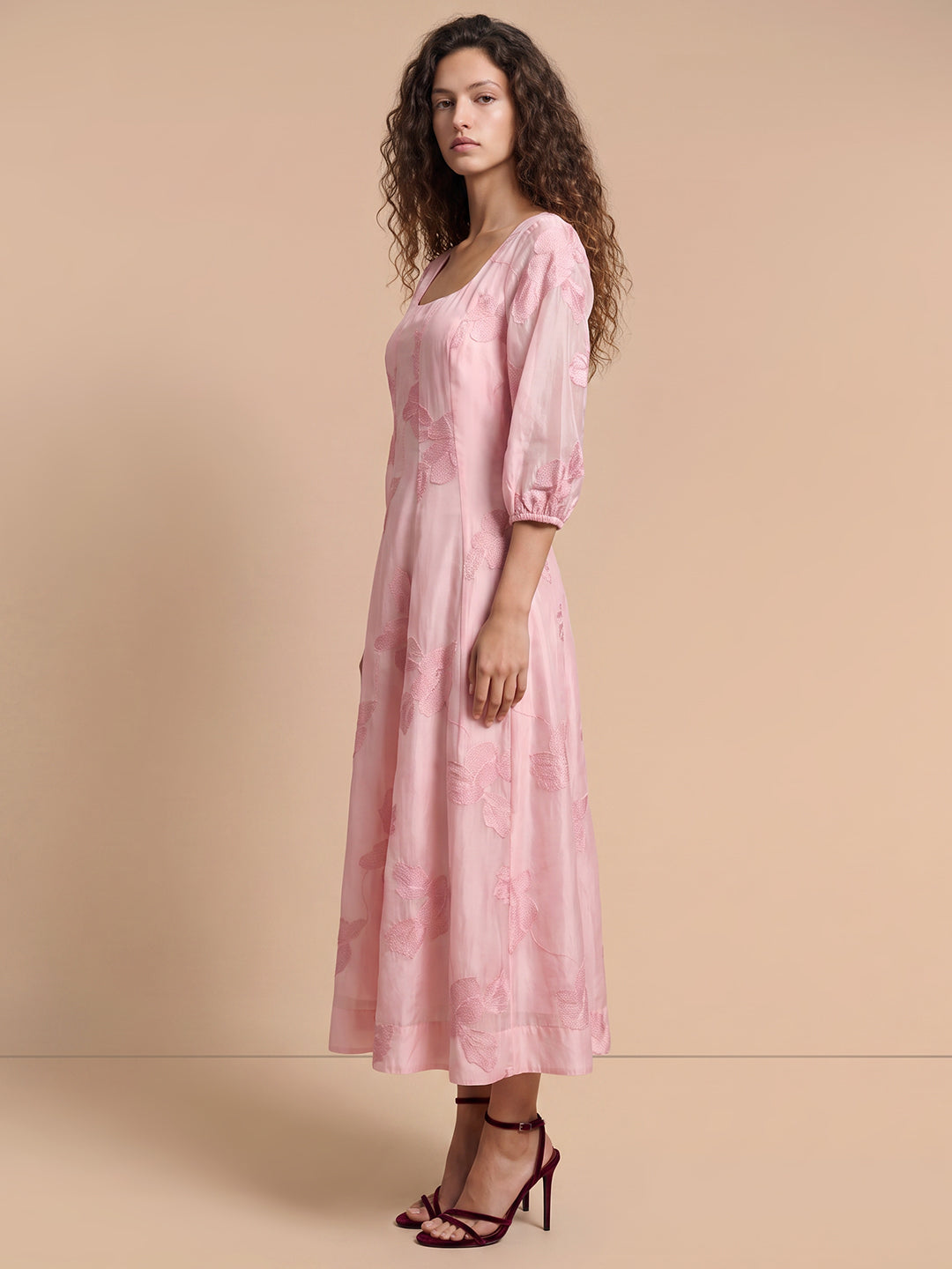 PINK Floral Midaxi Dress