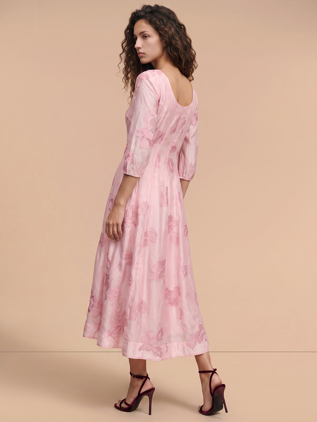 PINK Floral Midaxi Dress