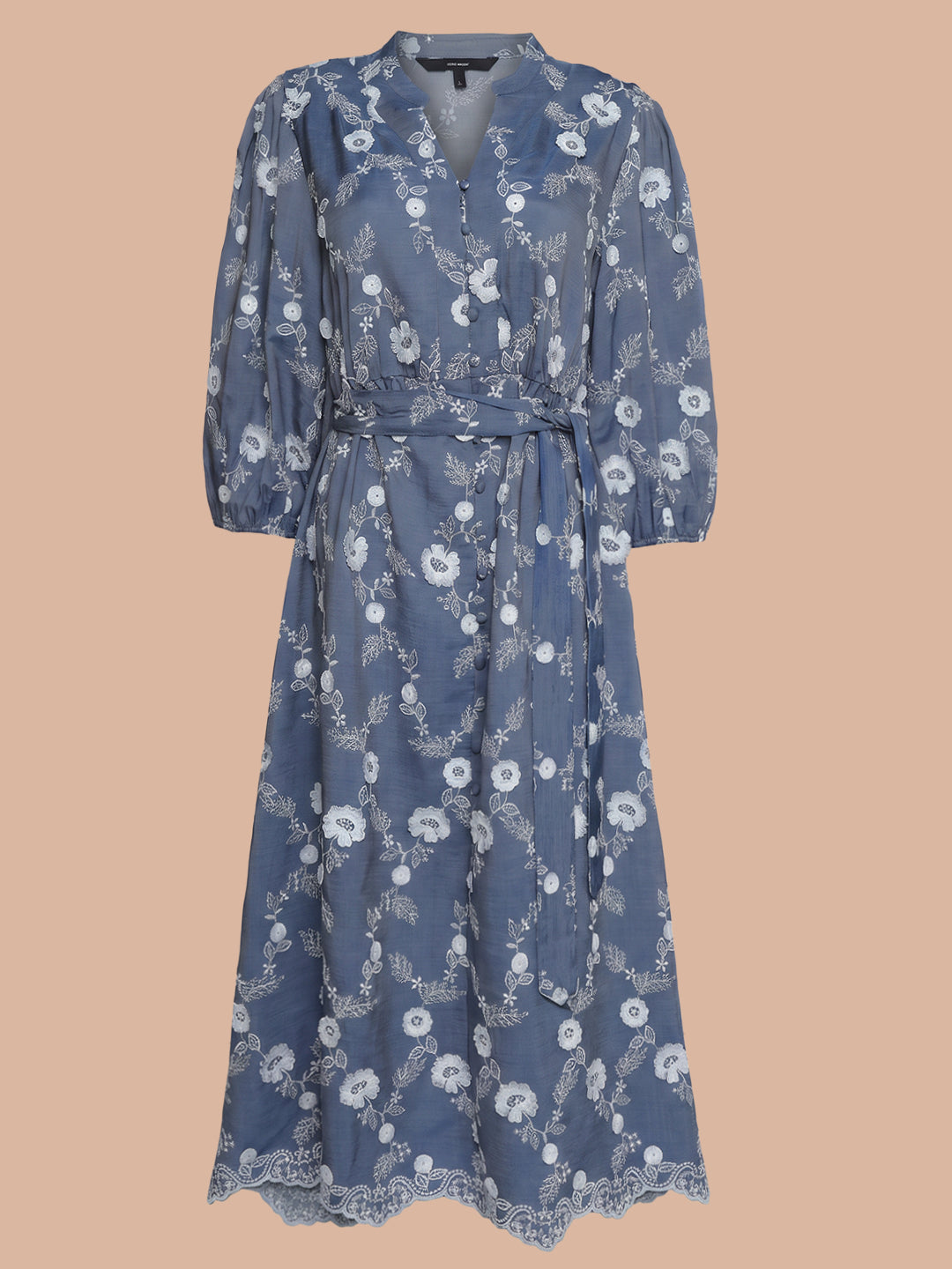 Blue Printed Midi Dress