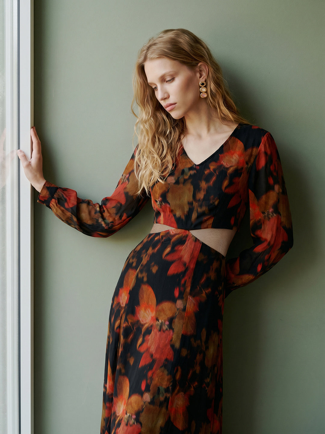 Black Floral Print Dress