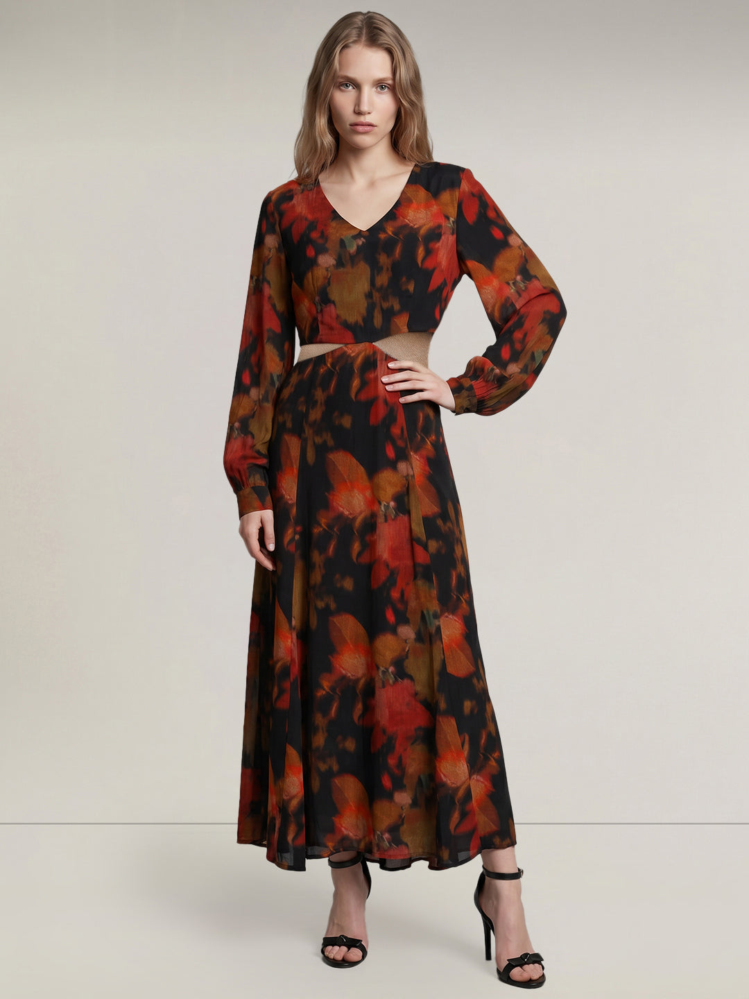 Black Floral Print Dress