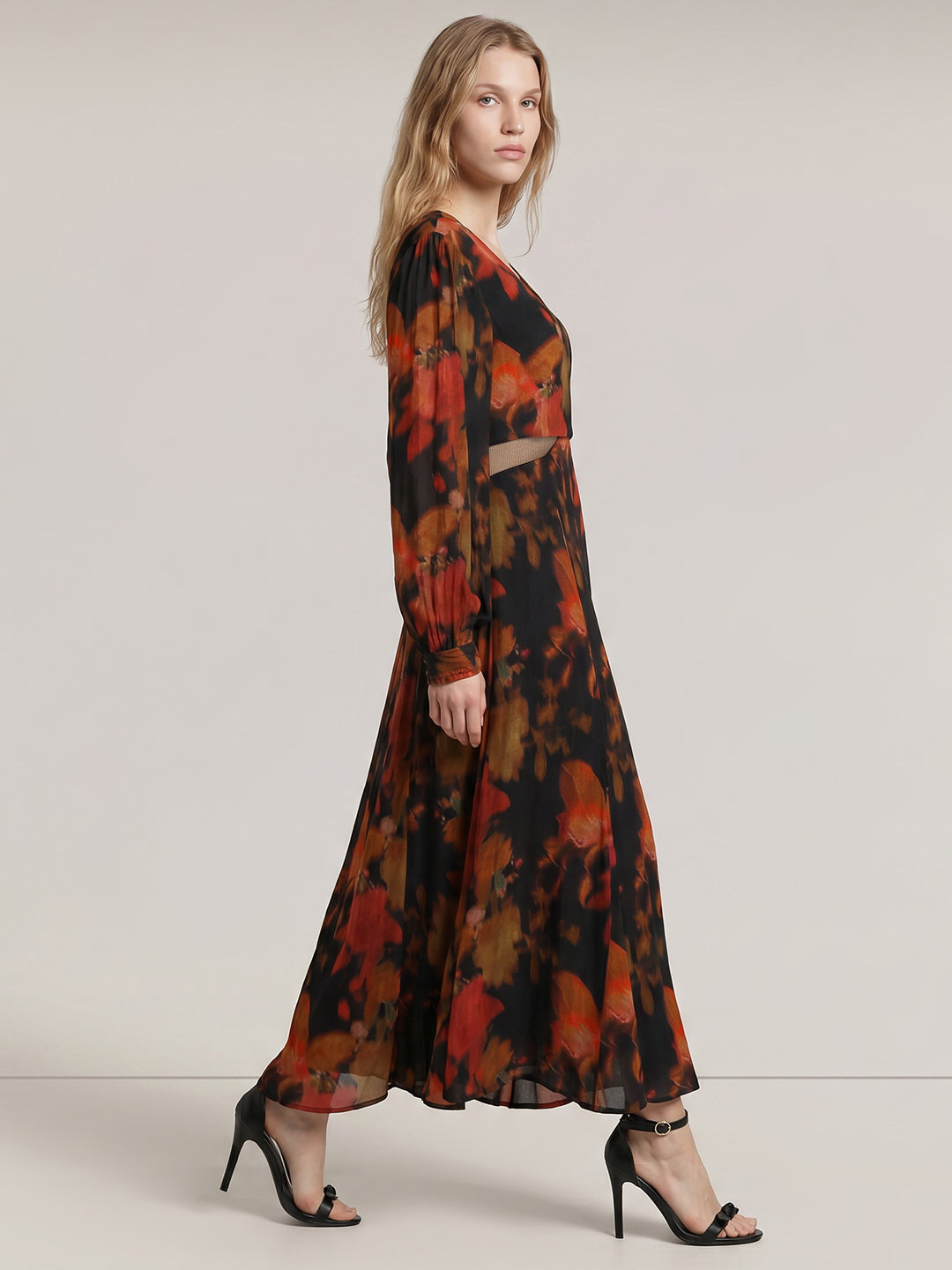 Black Floral Print Dress