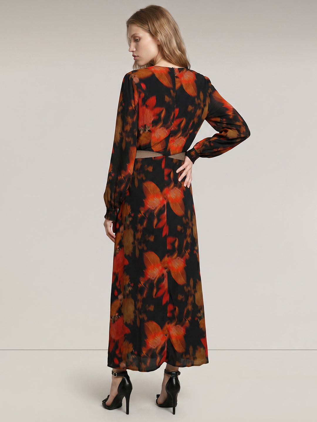 Black Floral Print Dress