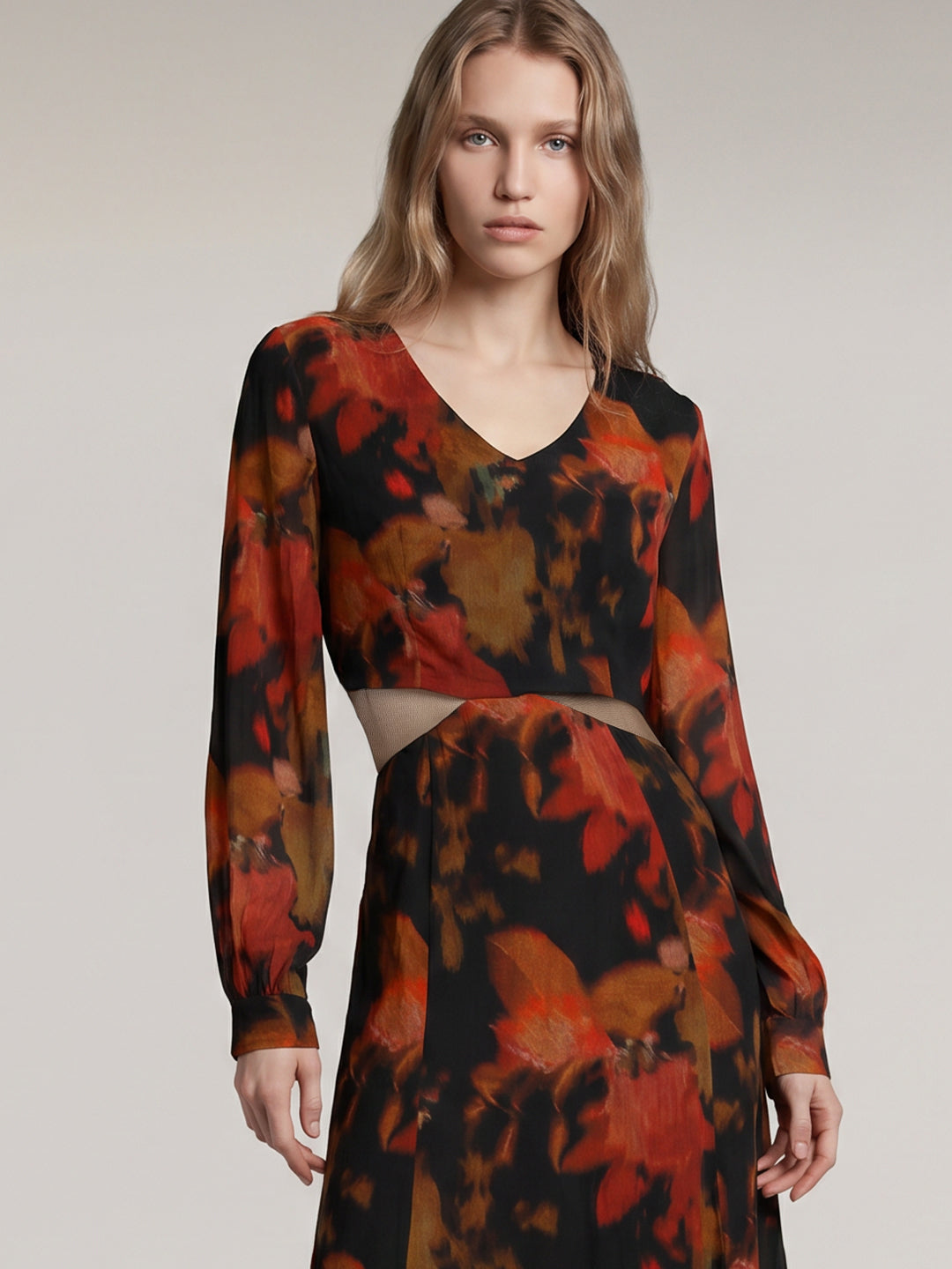 Black Floral Print Dress