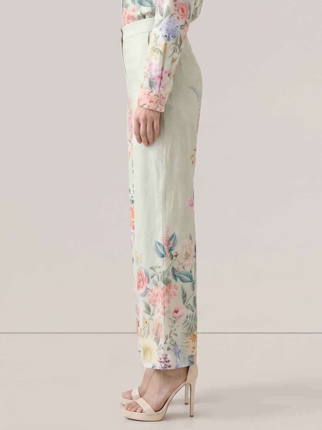 Floral Print High Rise Pants