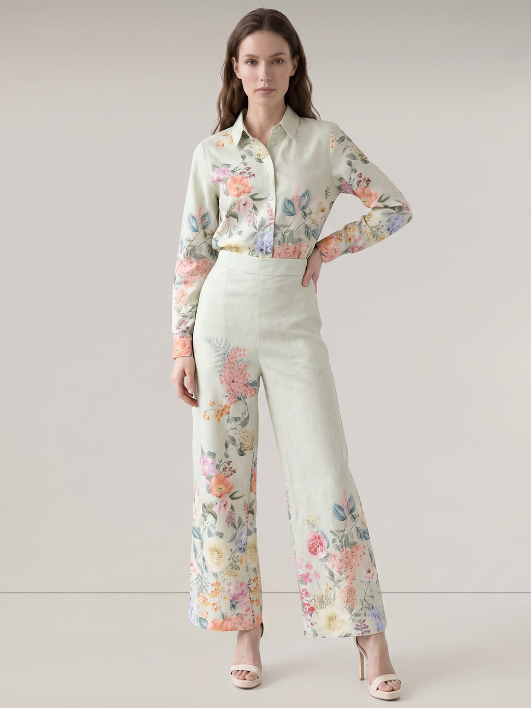 Floral Print High Rise Pants