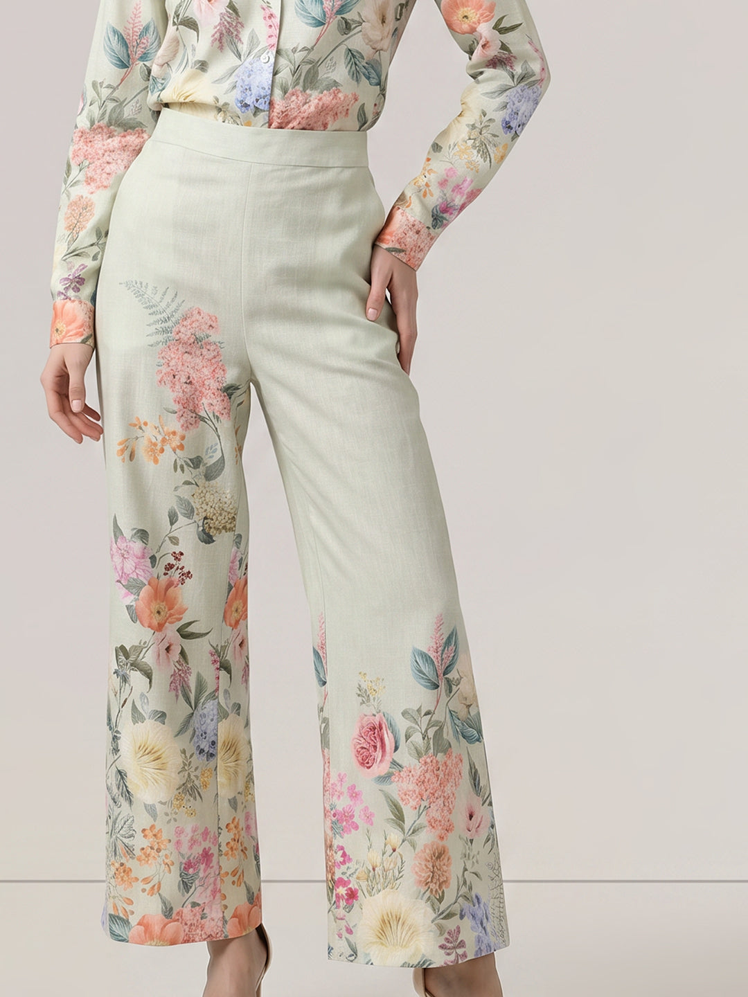 Floral Print High Rise Pants