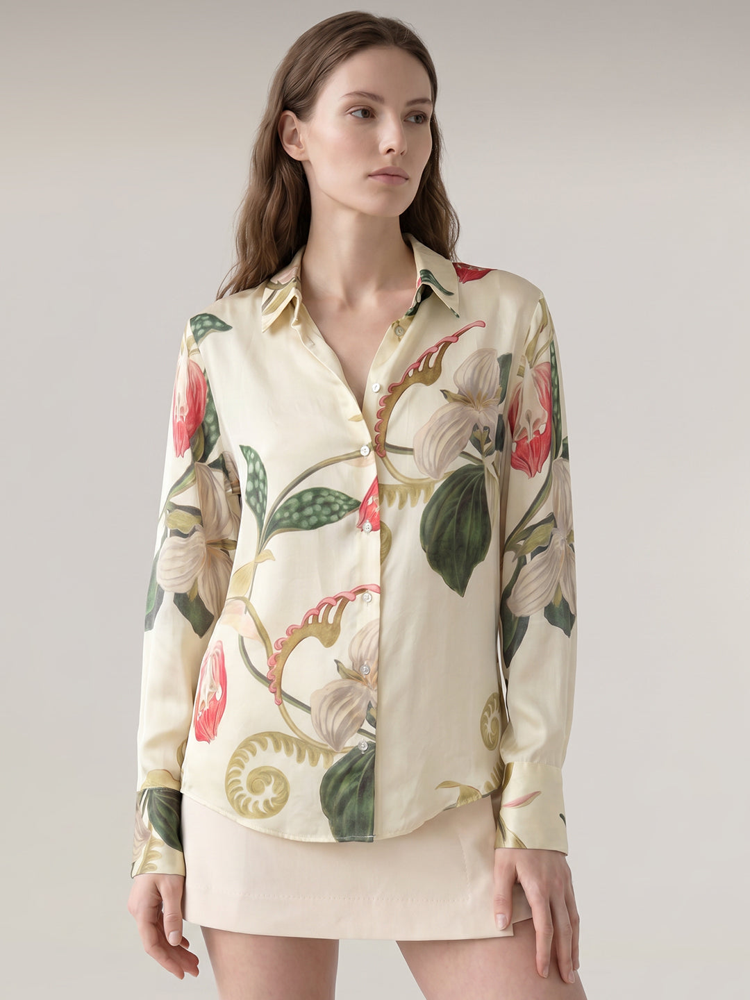 Ecru Floral Print Shirt