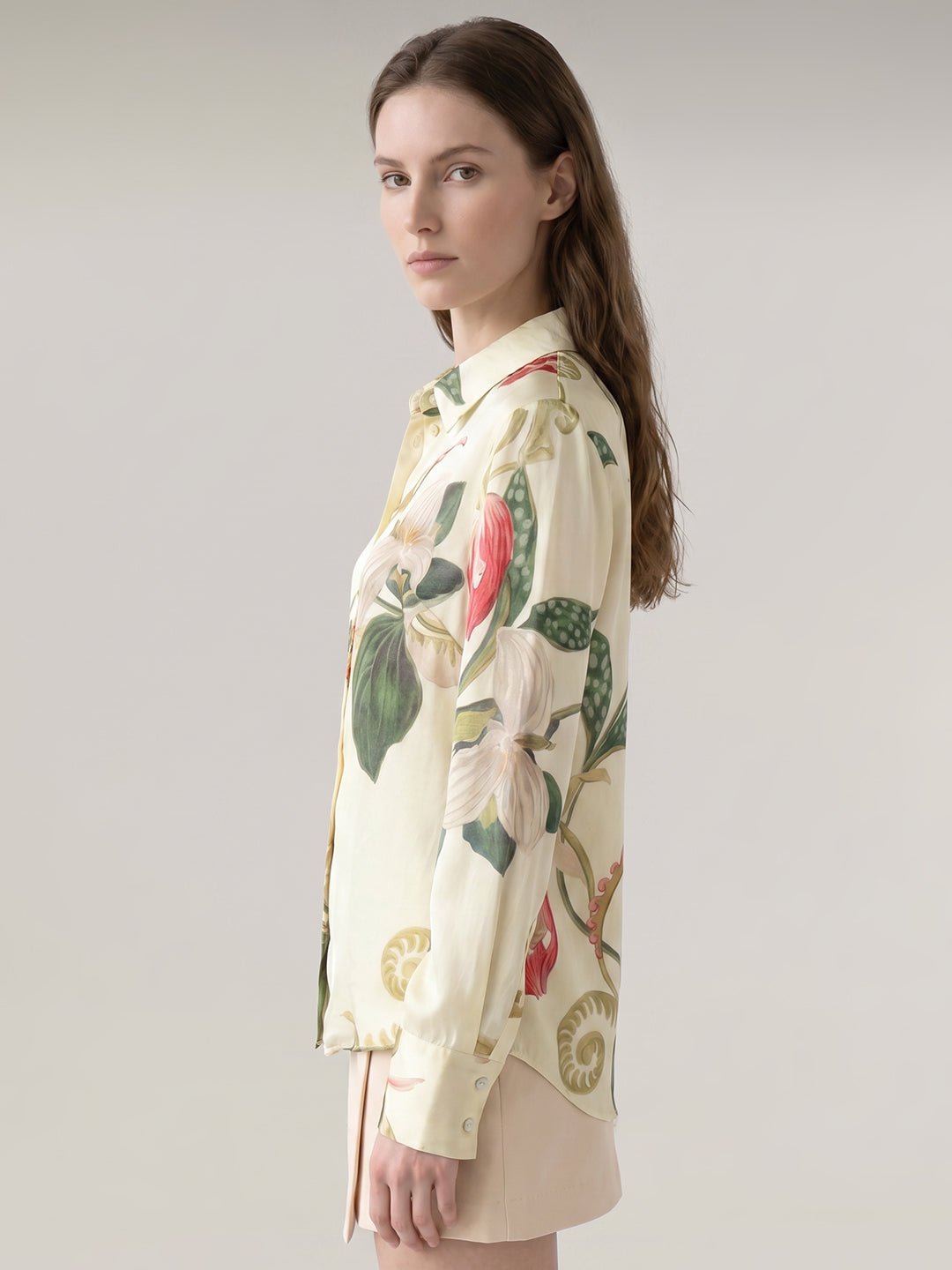 Ecru Floral Print Shirt