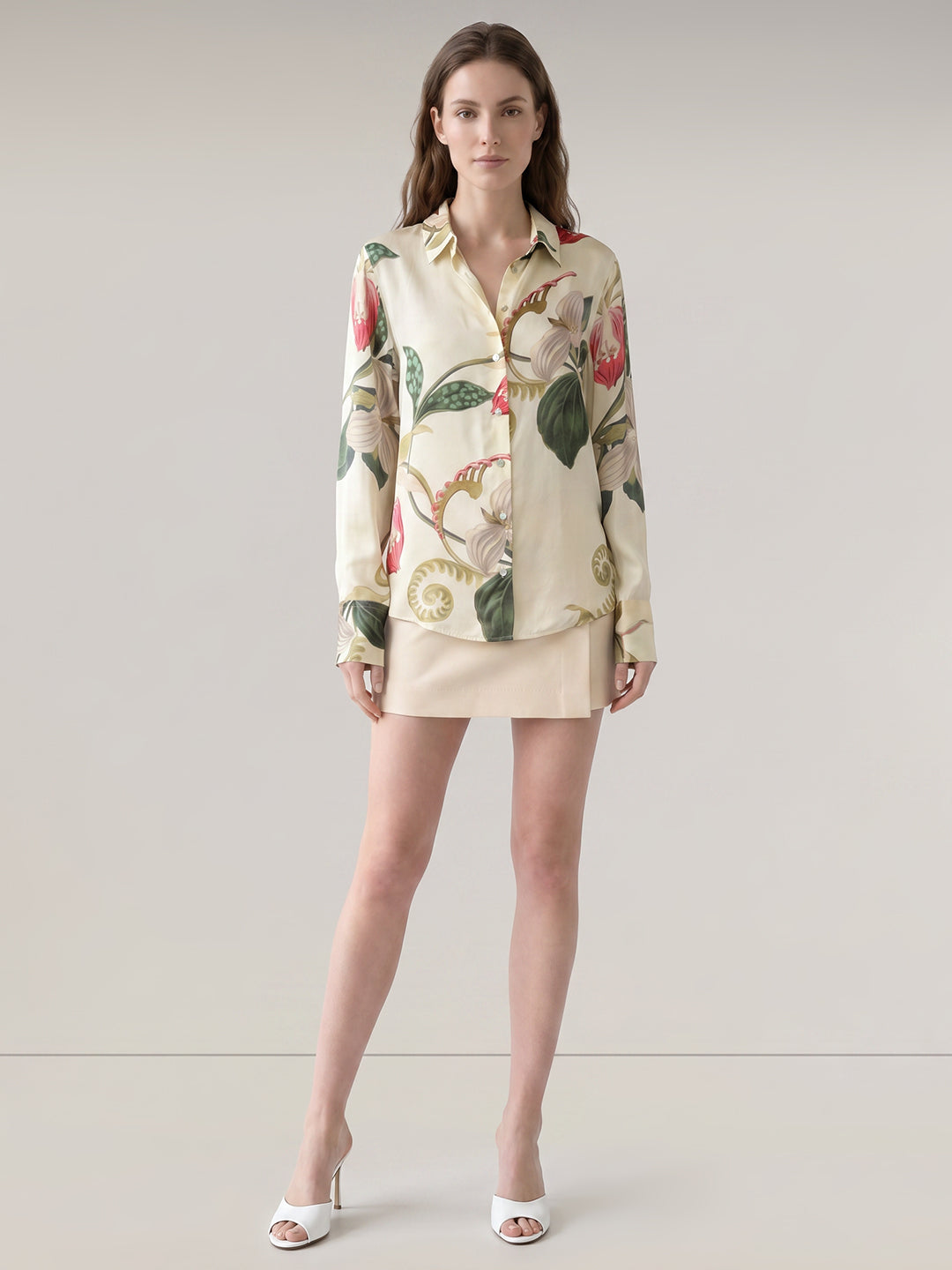 Ecru Floral Print Shirt