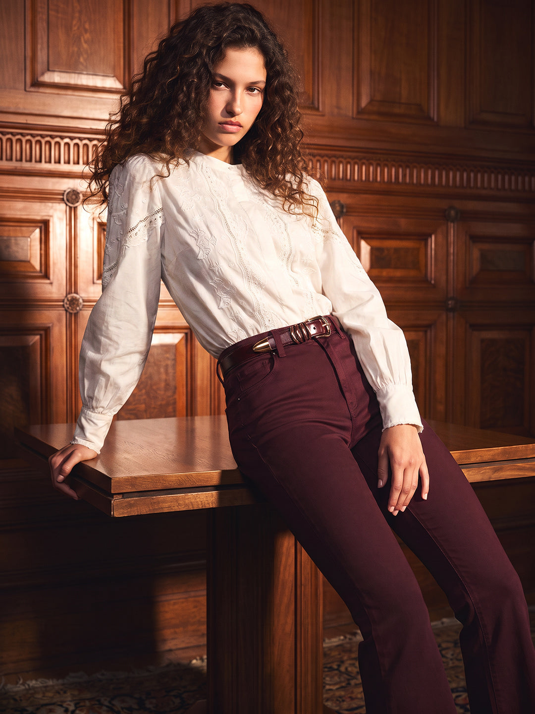 White Embroidered Cotton Top
