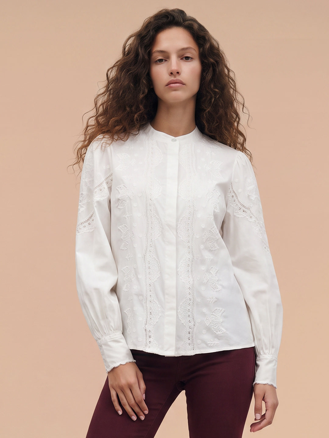 White Embroidered Cotton Top