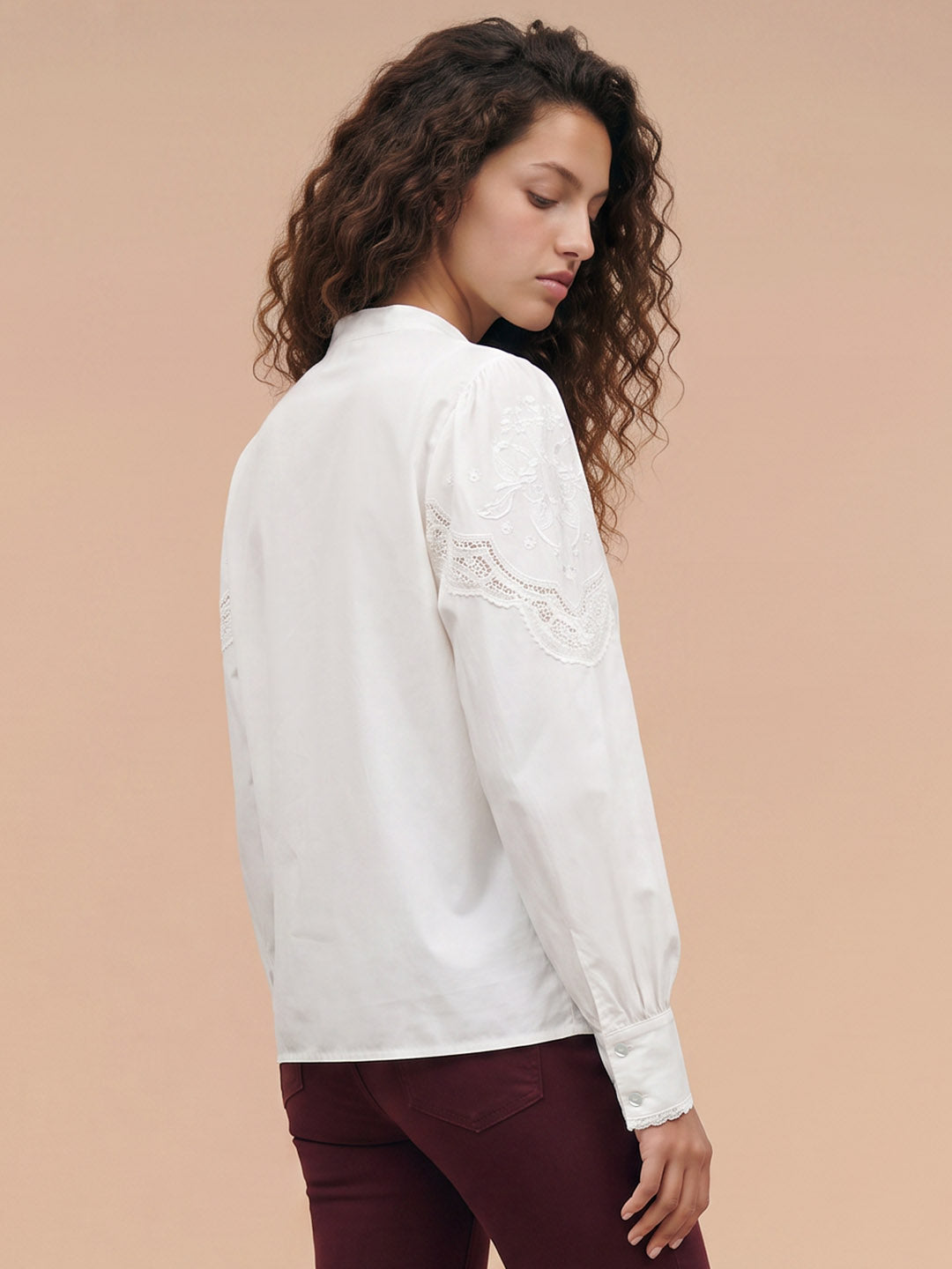 White Embroidered Cotton Top