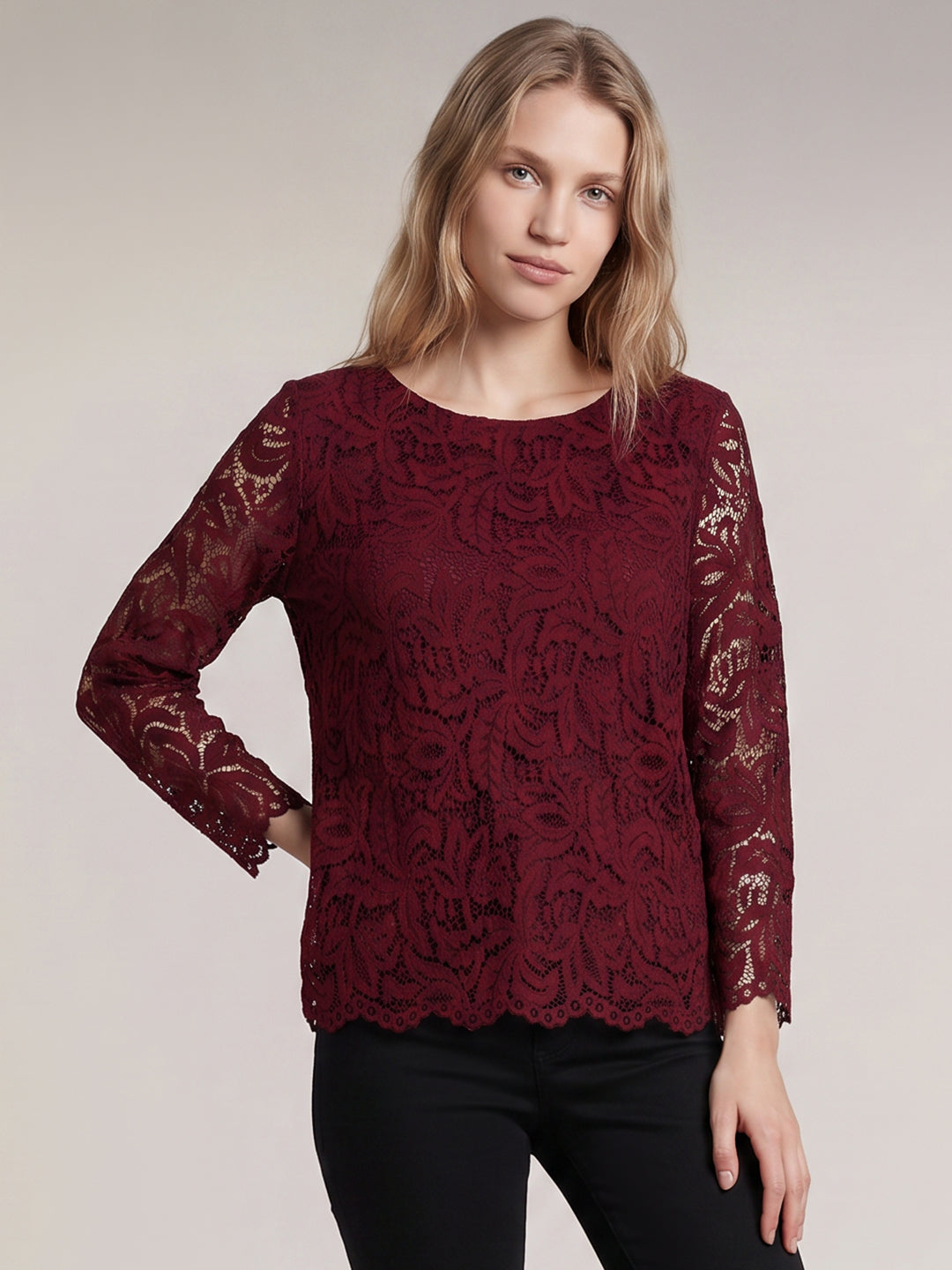 Dark Red Lace Top