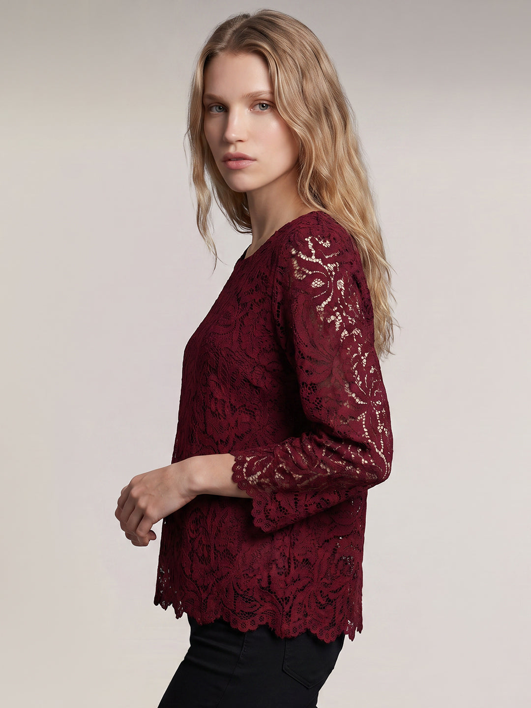 Dark Red Lace Top