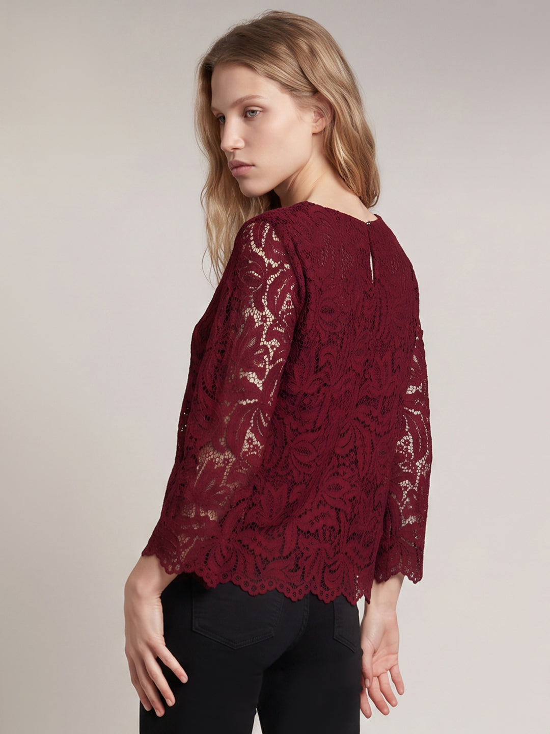Dark Red Lace Top