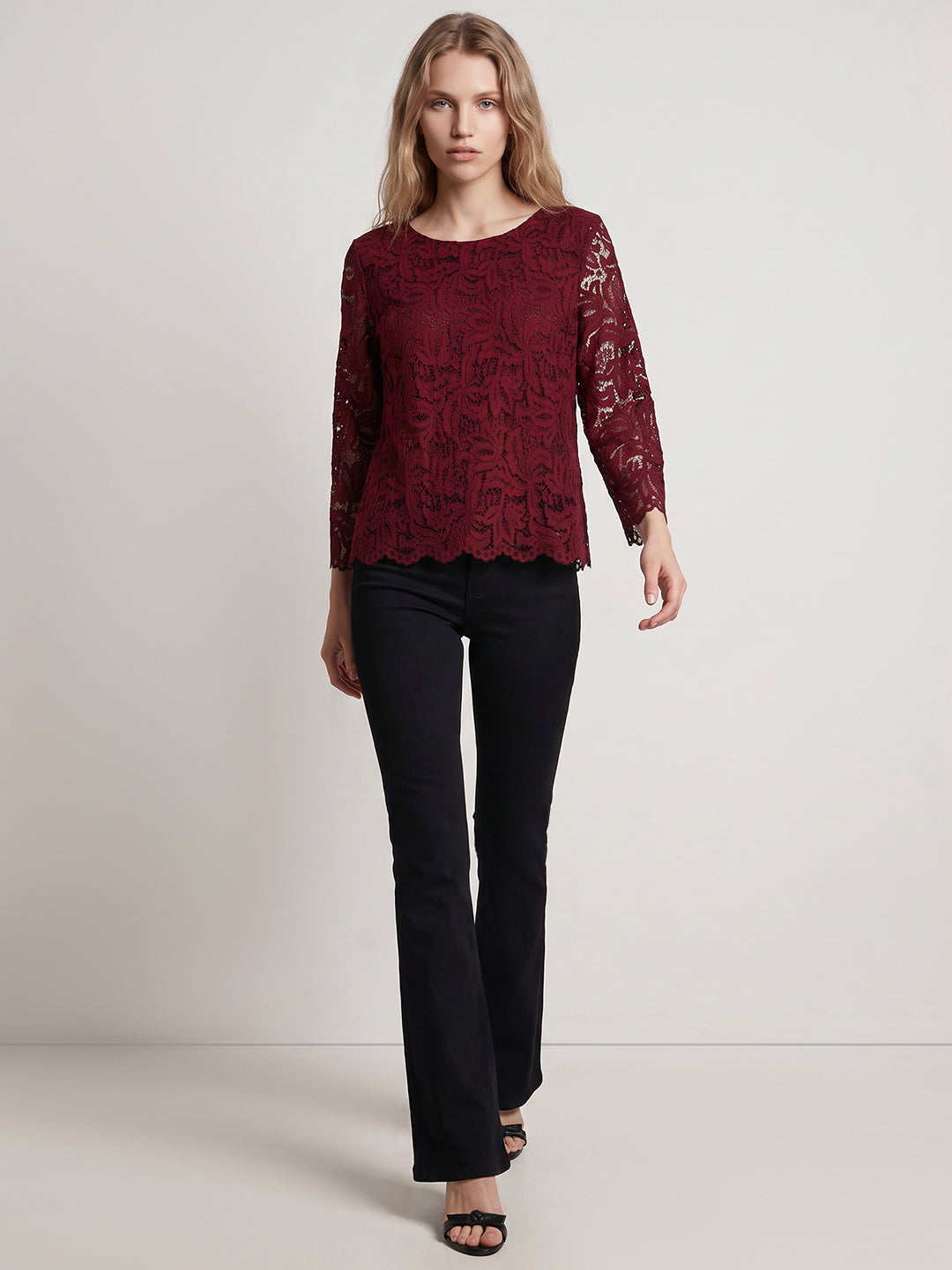 Dark Red Lace Top