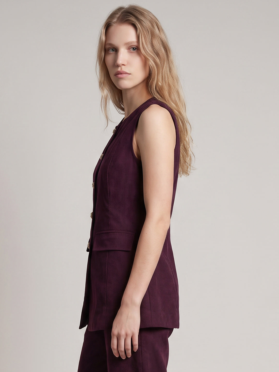 Button-Front Longline Waistcoat
