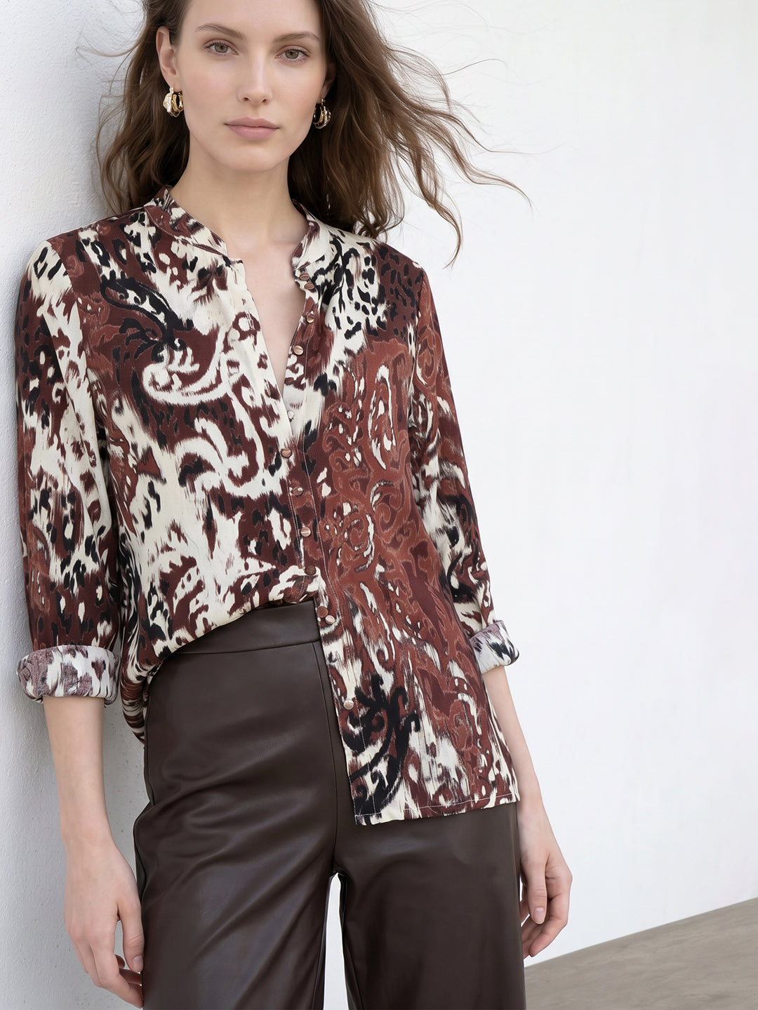 Brown Printed Top