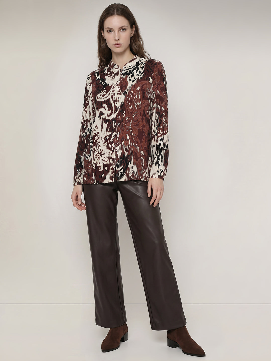 Brown Printed Top