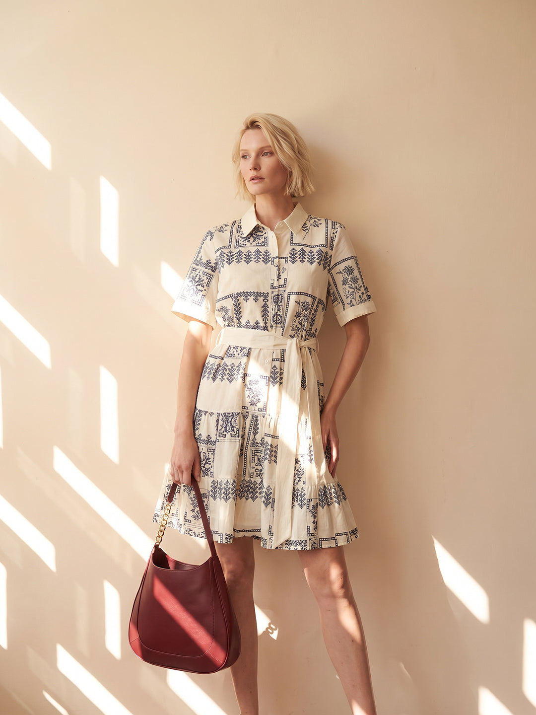 Ecru Printed Shirt Dress