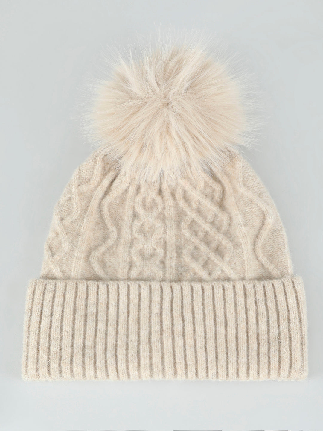 Pom-Pom Cable Knit Beanie