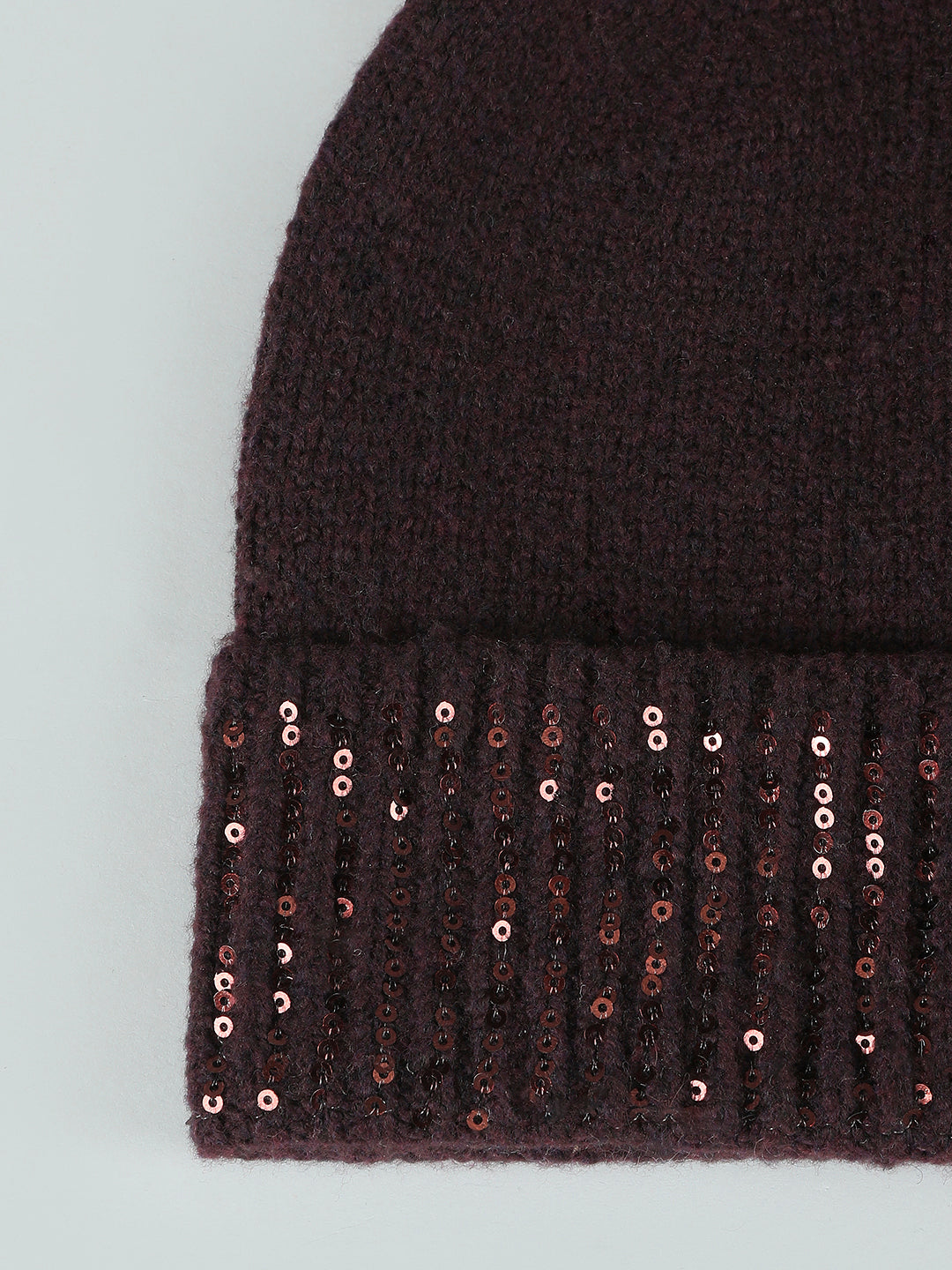 Burgundy Sequin Detail Beanie