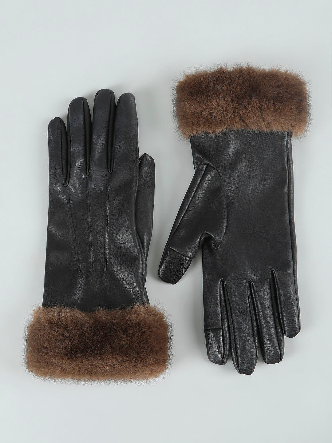 Black Faux Fur Gloves