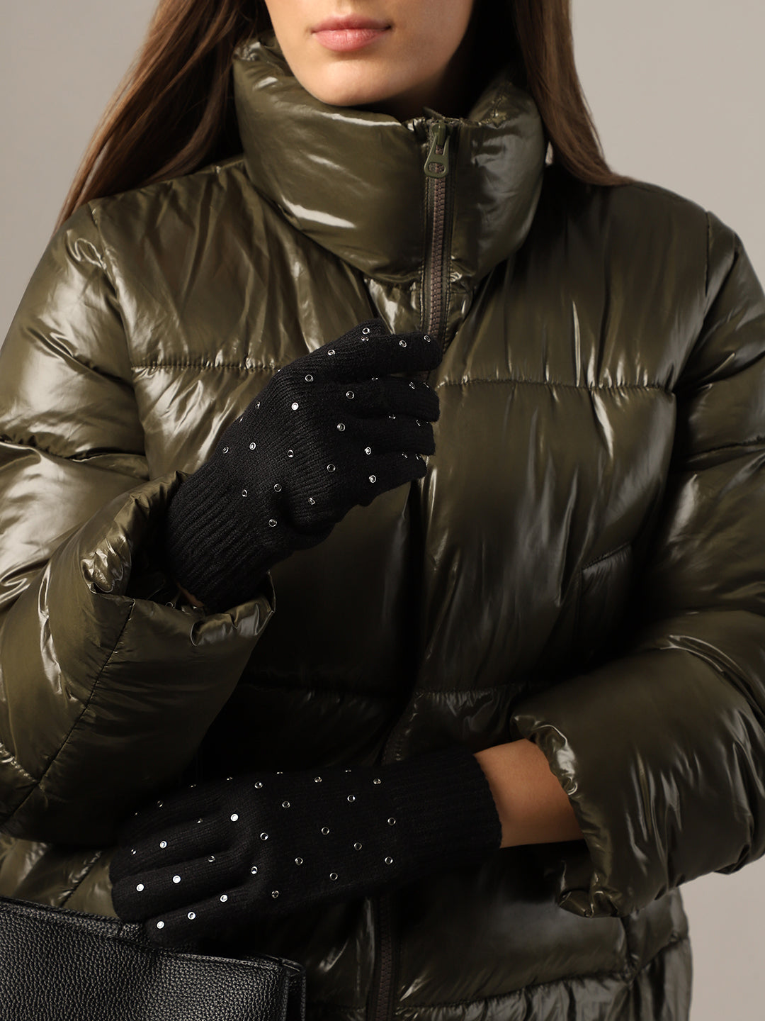 Black Embellished Gloves