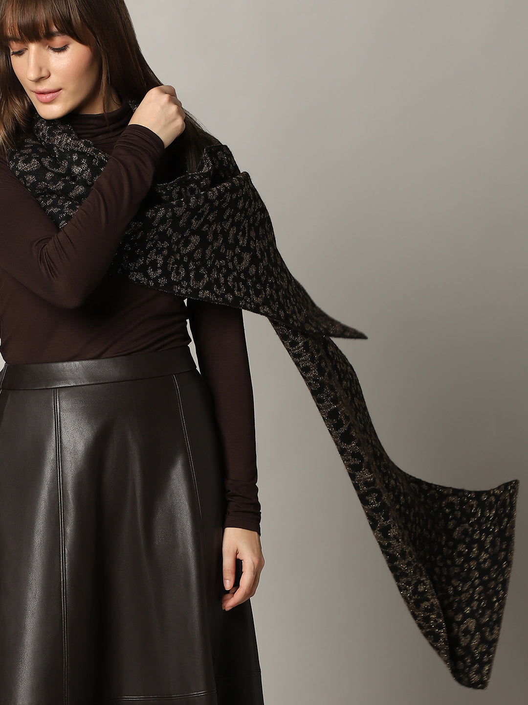 Brown Animal Print Scarf