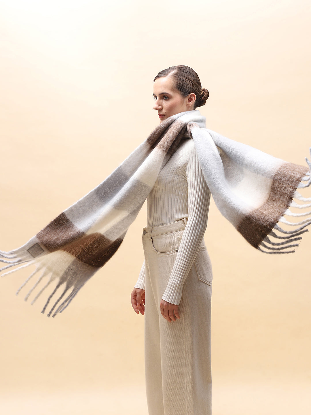 Brown Printed Long Scarf