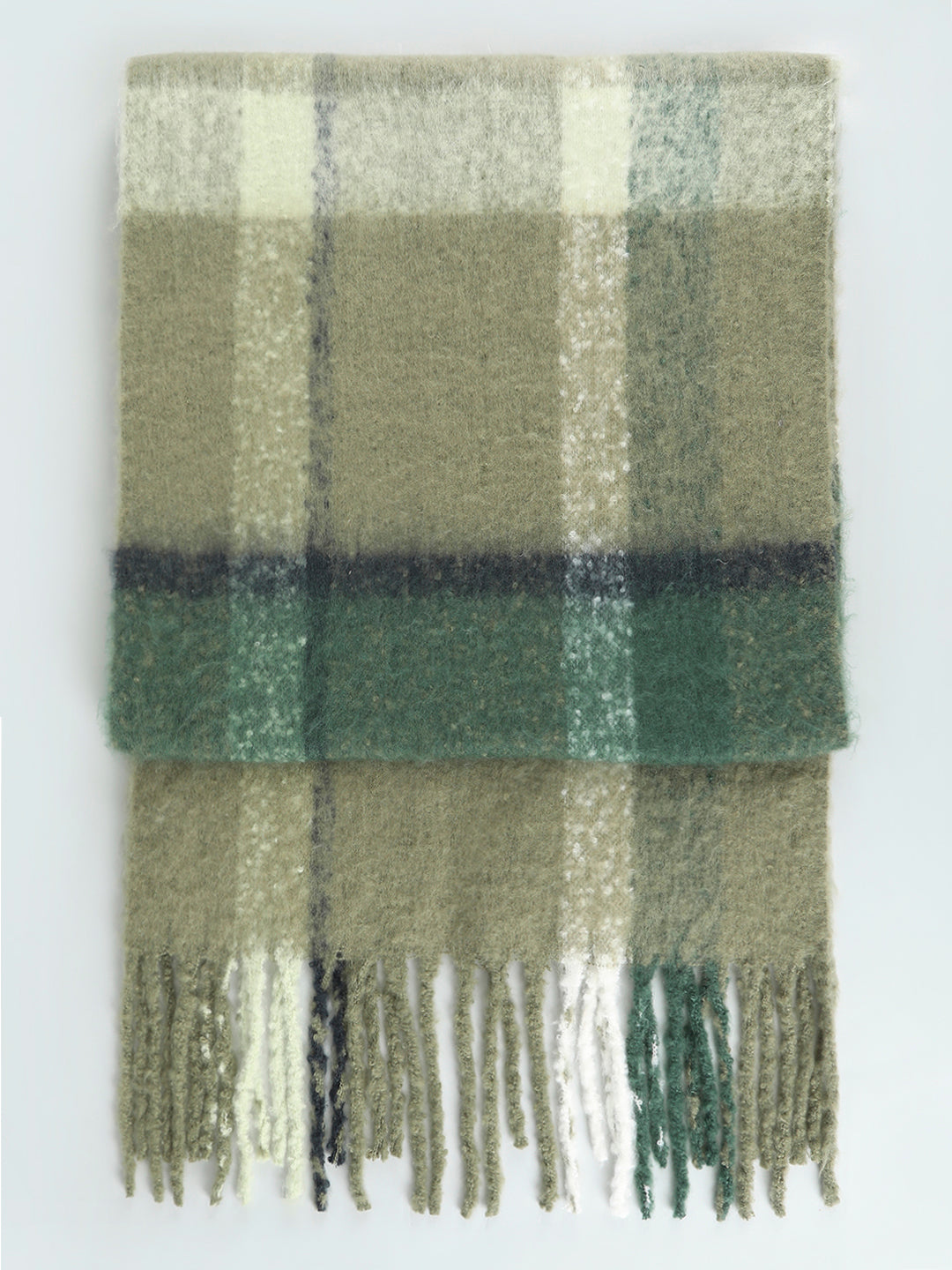 Green Check Long Scarf