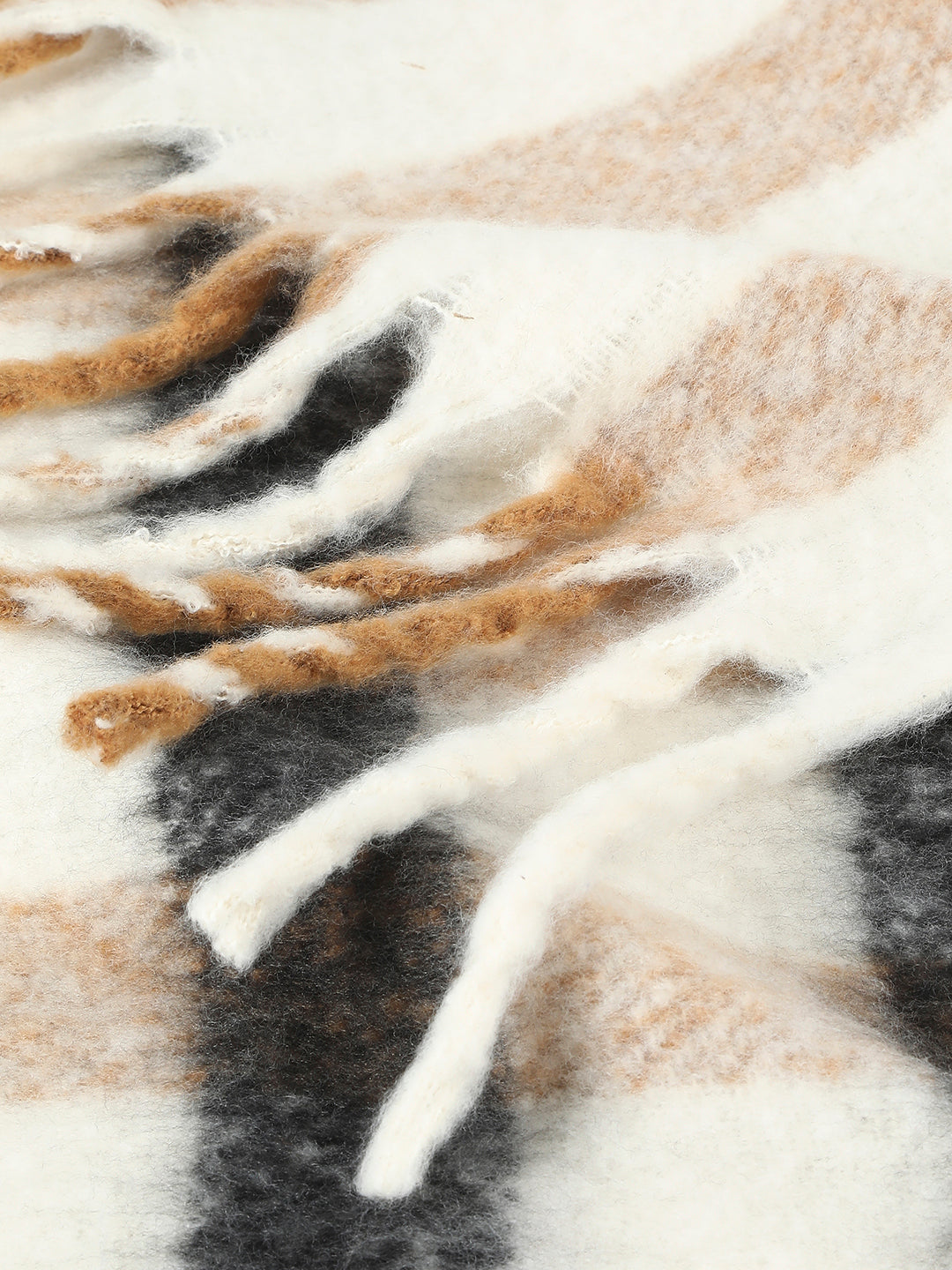 White Check Long Scarf
