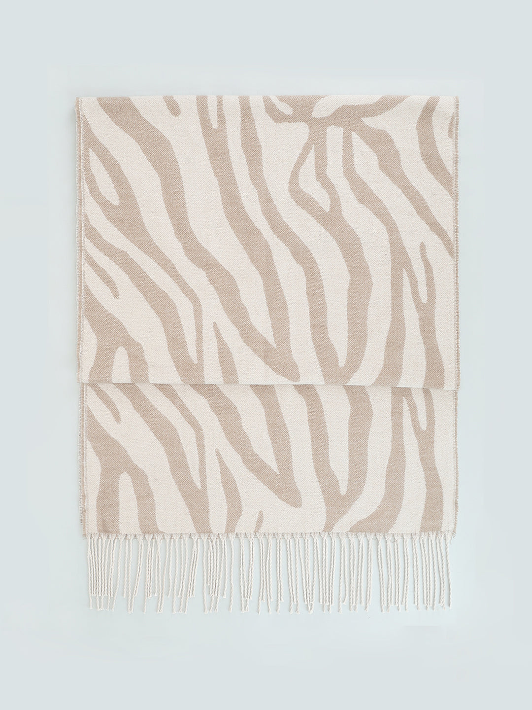 Animal Print Fringe Long Scarf