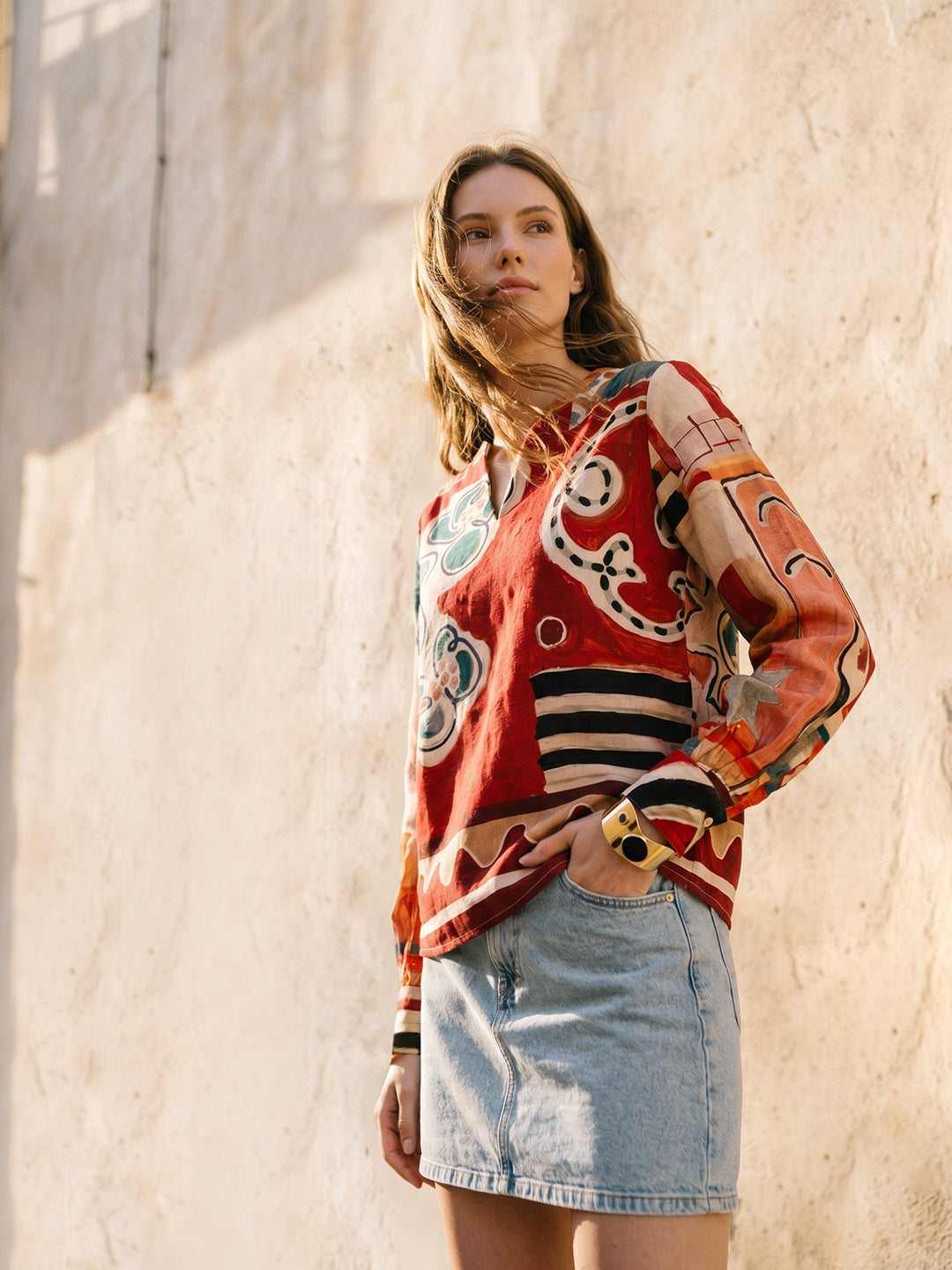 Rust Printed Top