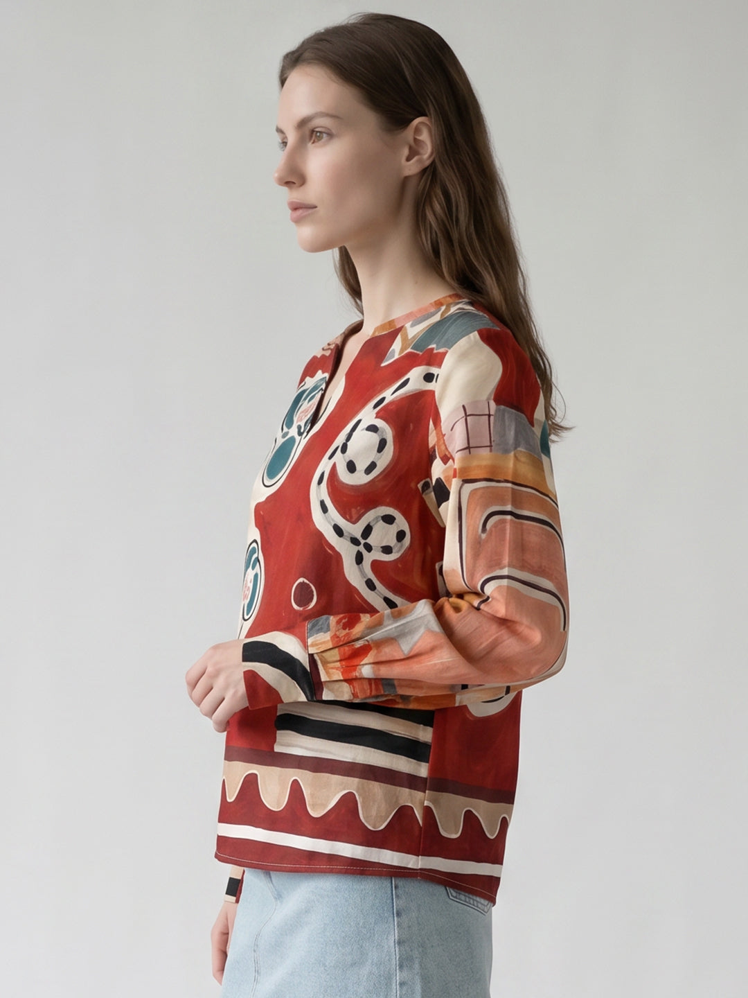 Rust Printed Top