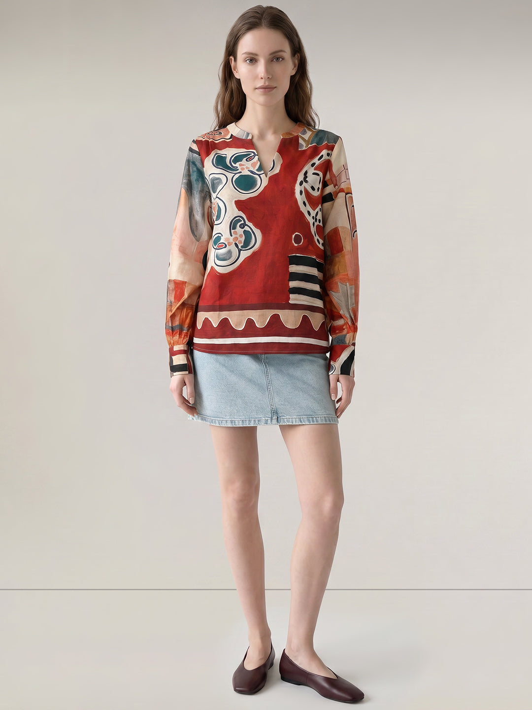 Rust Printed Top