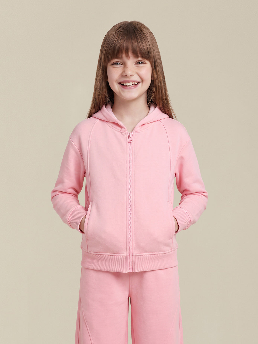 GIRLS Pink Zip Up Hoodie