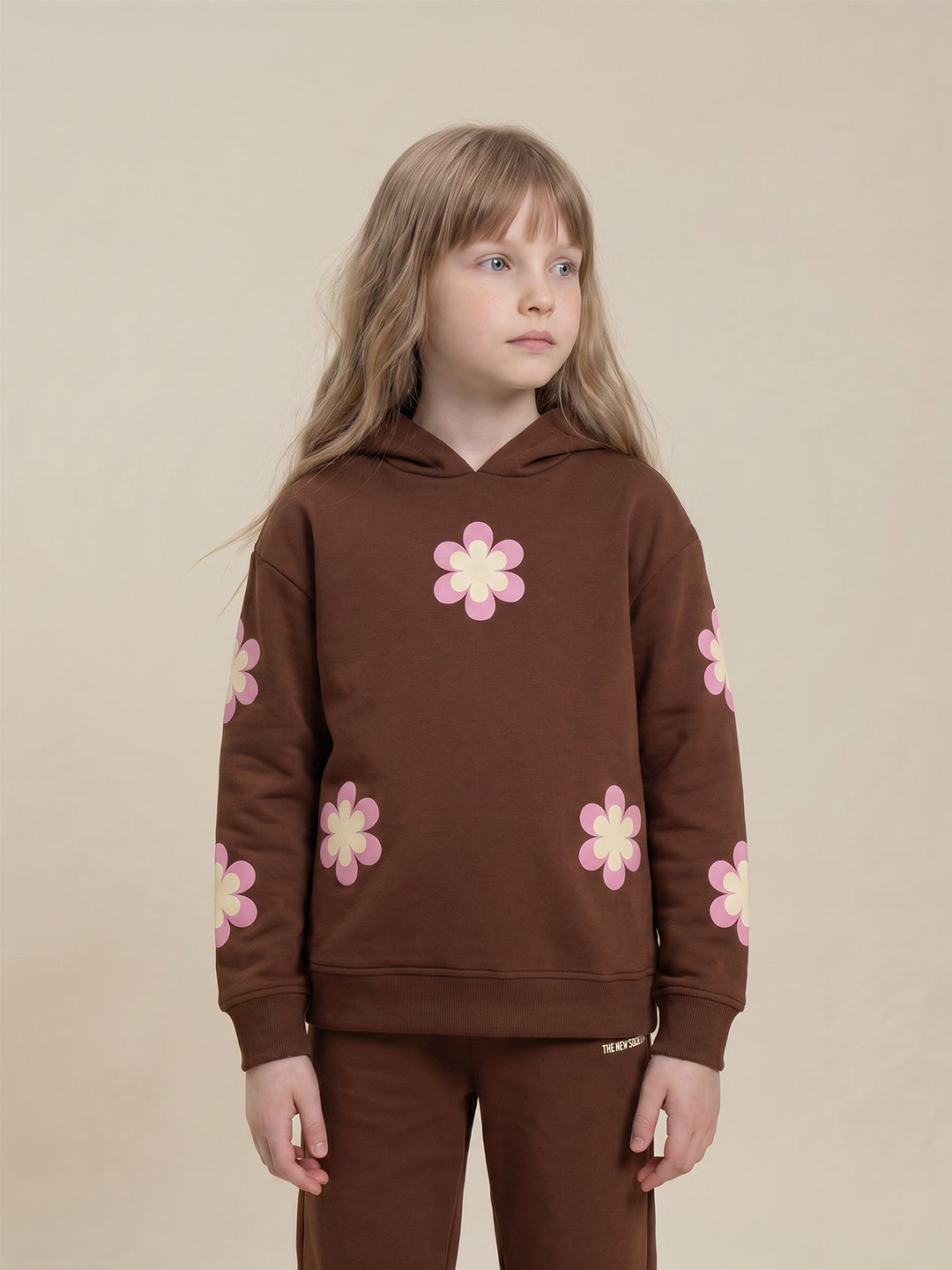 GIRLS Brown Floral Hoodie
