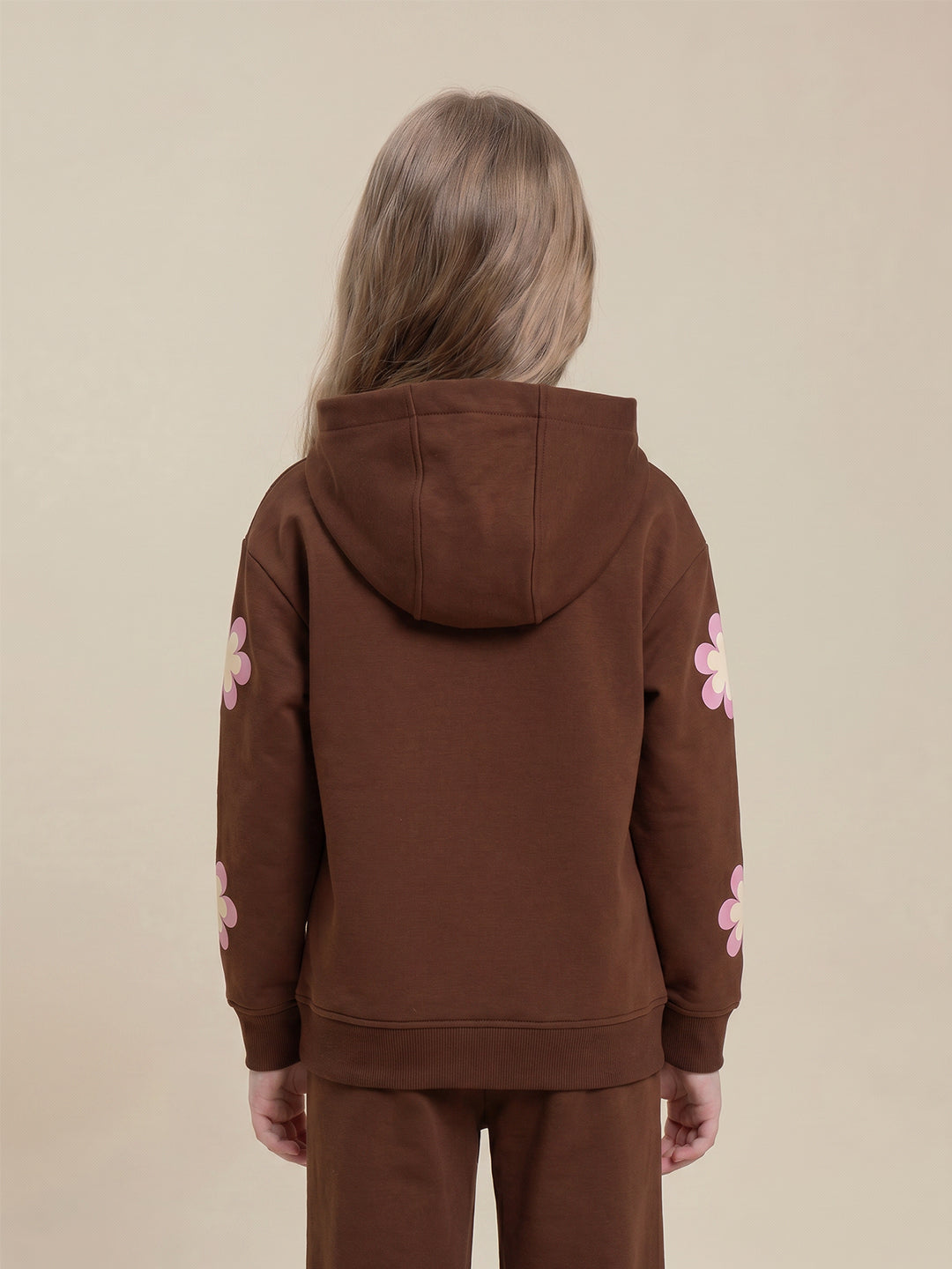 GIRLS Brown Floral Hoodie