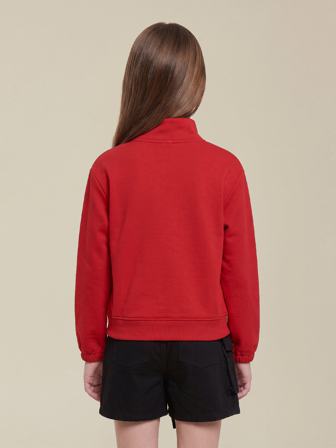 GIRLS Red High Neck Sweatshirt