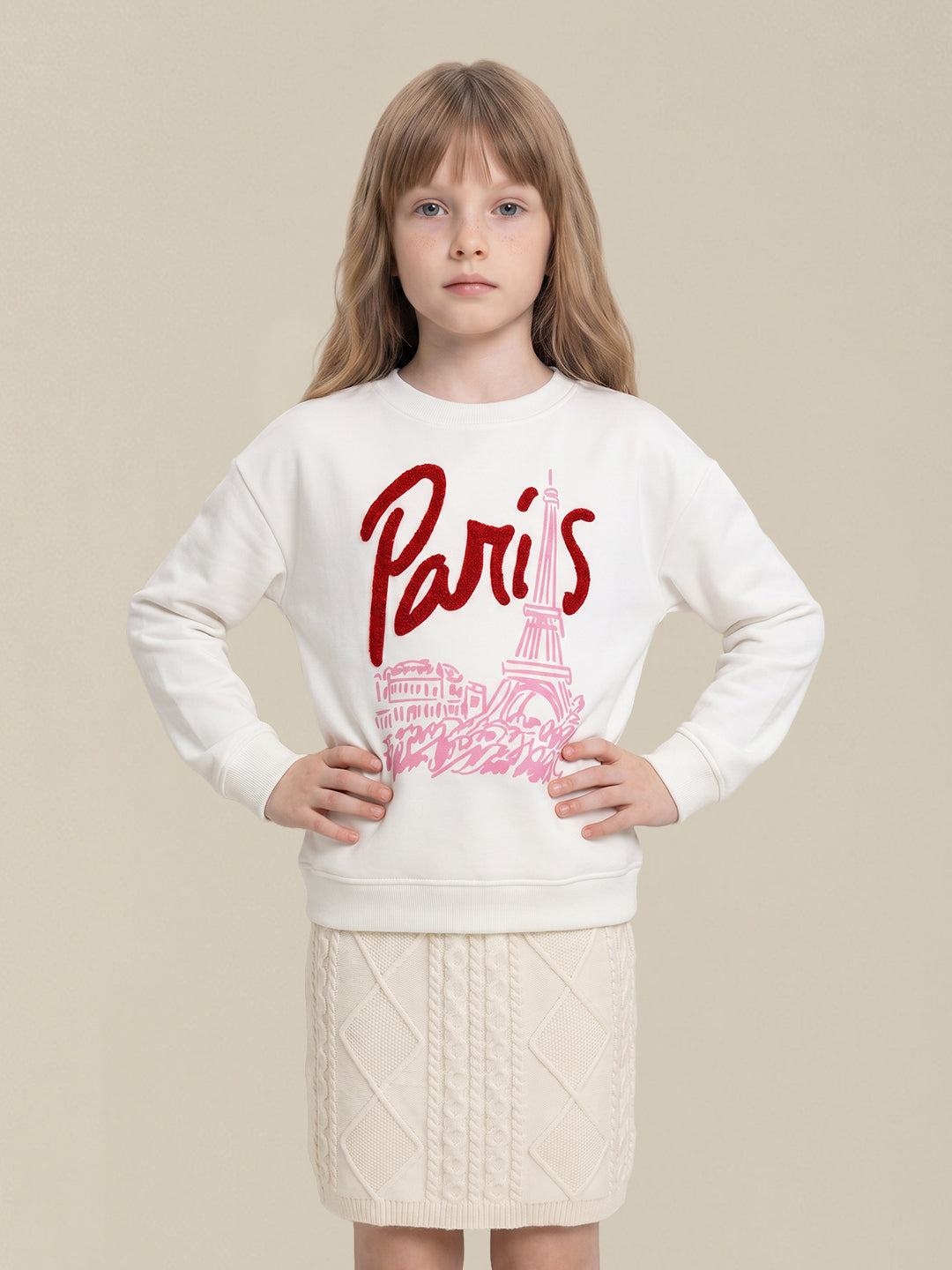 GIRLS White Printed Sweatshirt