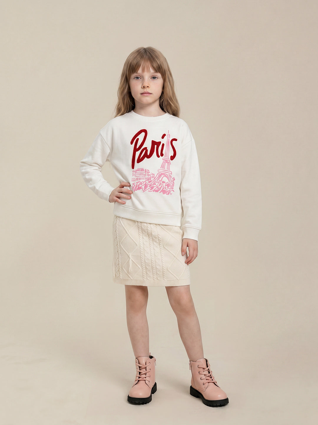 GIRLS White Printed Sweatshirt