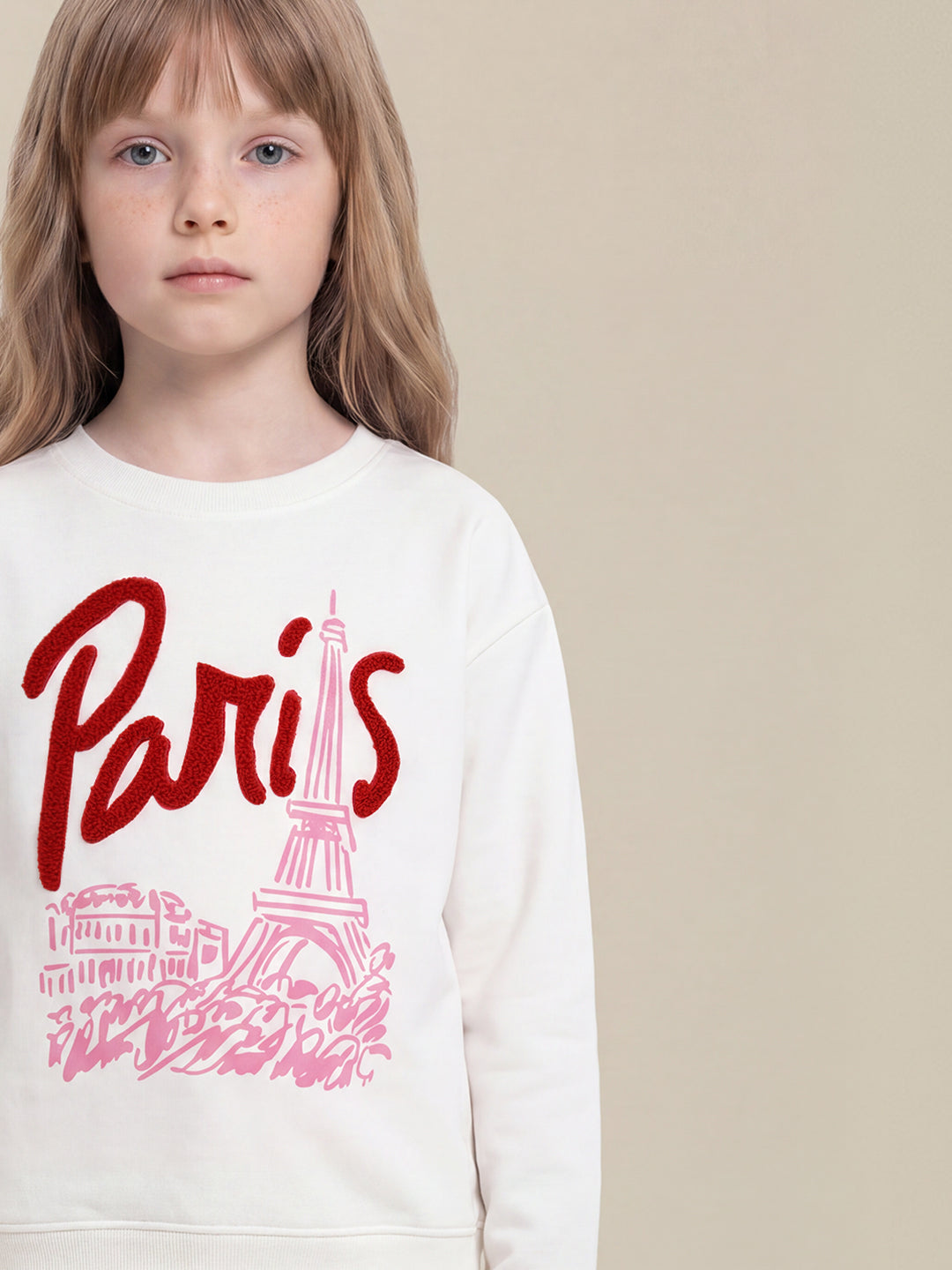 GIRLS White Printed Sweatshirt