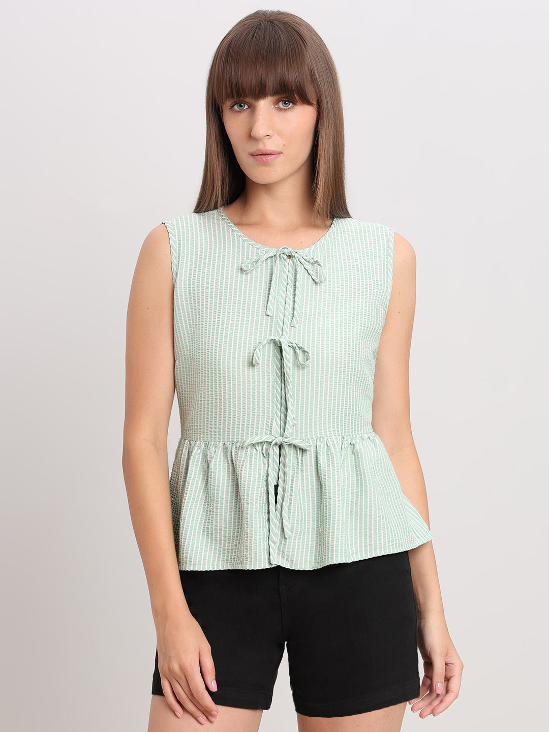 Pale Green Striped Top