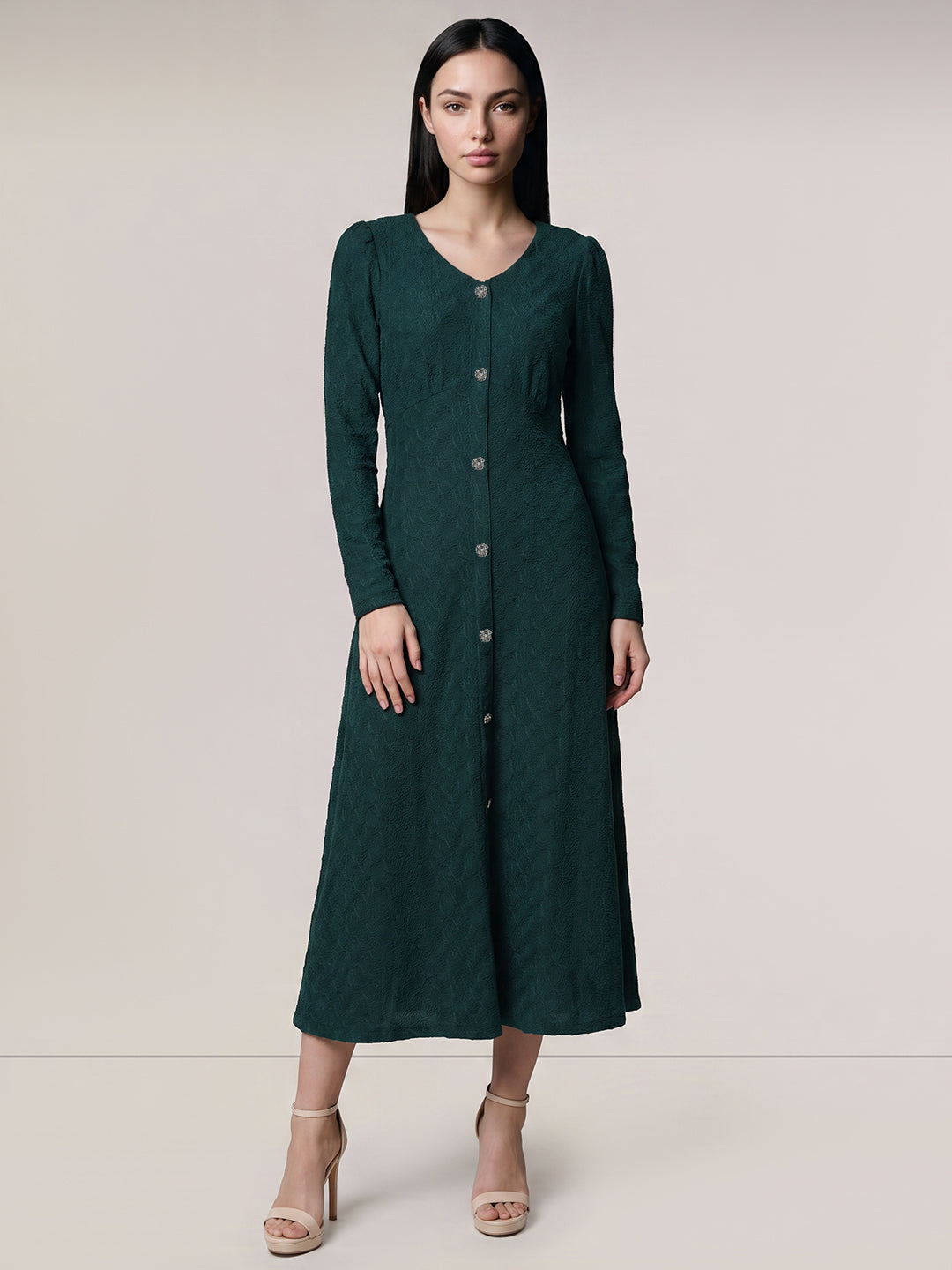 Green Knitted Midaxi Dress