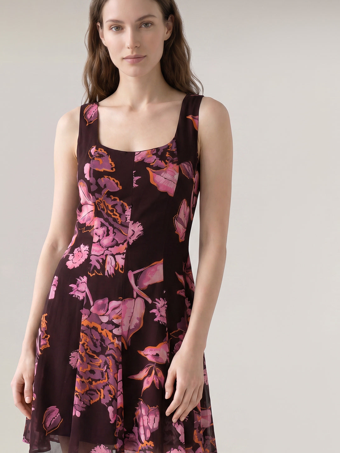 Purple Floral Print Mini Dress